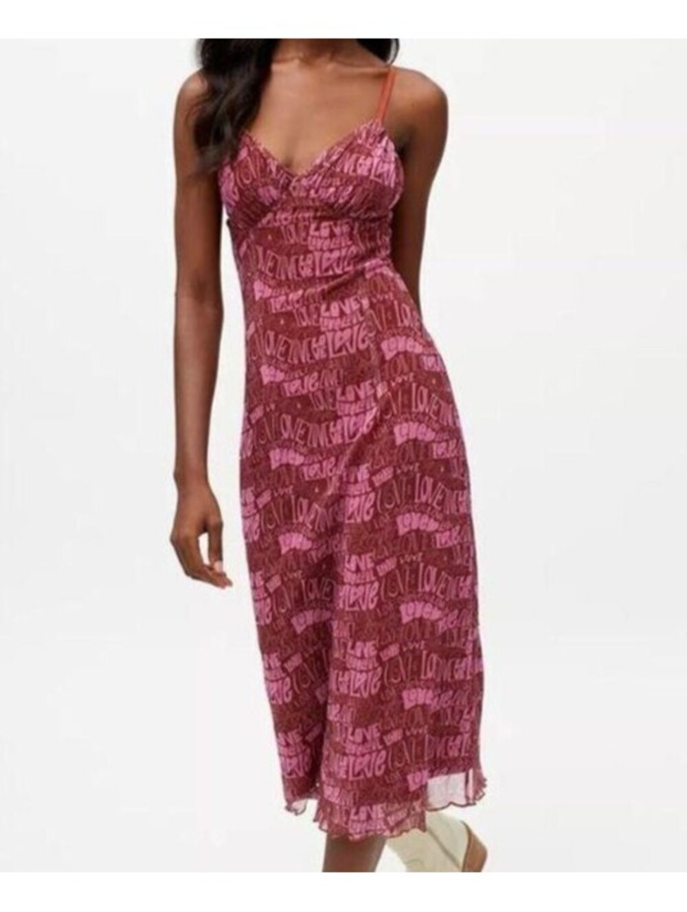 URBAN OUTFITTERS burgundy love midi dress sz XS